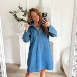 ROBE CHEMISE EN JEAN BRUT