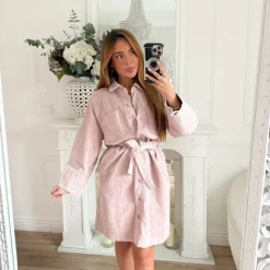 ROBE CHEMISE EN JEAN VIEUX ROSE