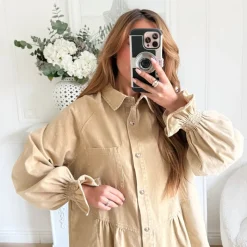 ROBE EN JEAN CAMEL BOUTONS COEURS