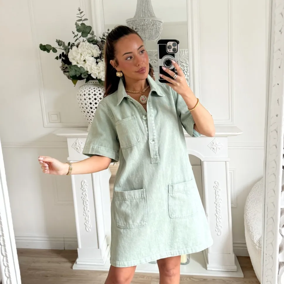 ROBE EN JEAN KAKI CLAIR