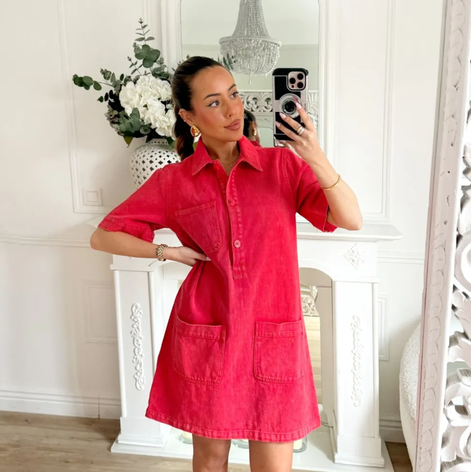 ROBE EN JEAN ROUGE