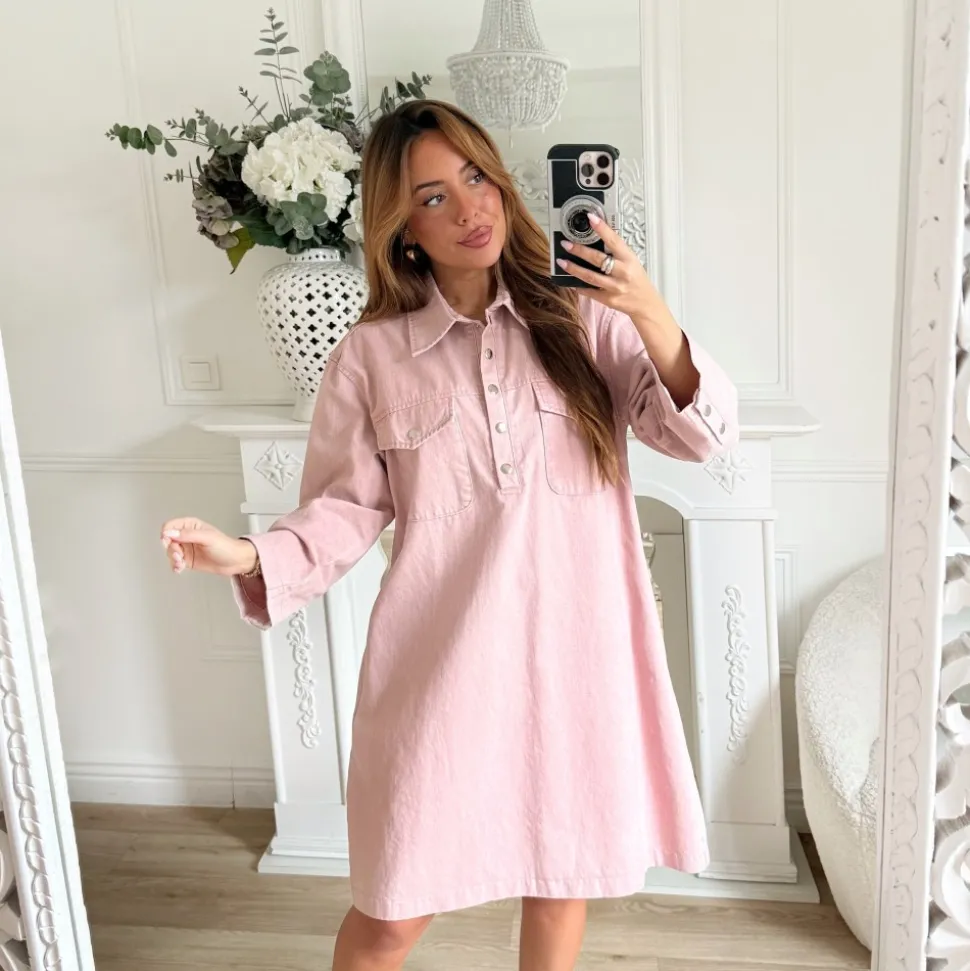 ROBE EN JEAN VIEUX ROSE