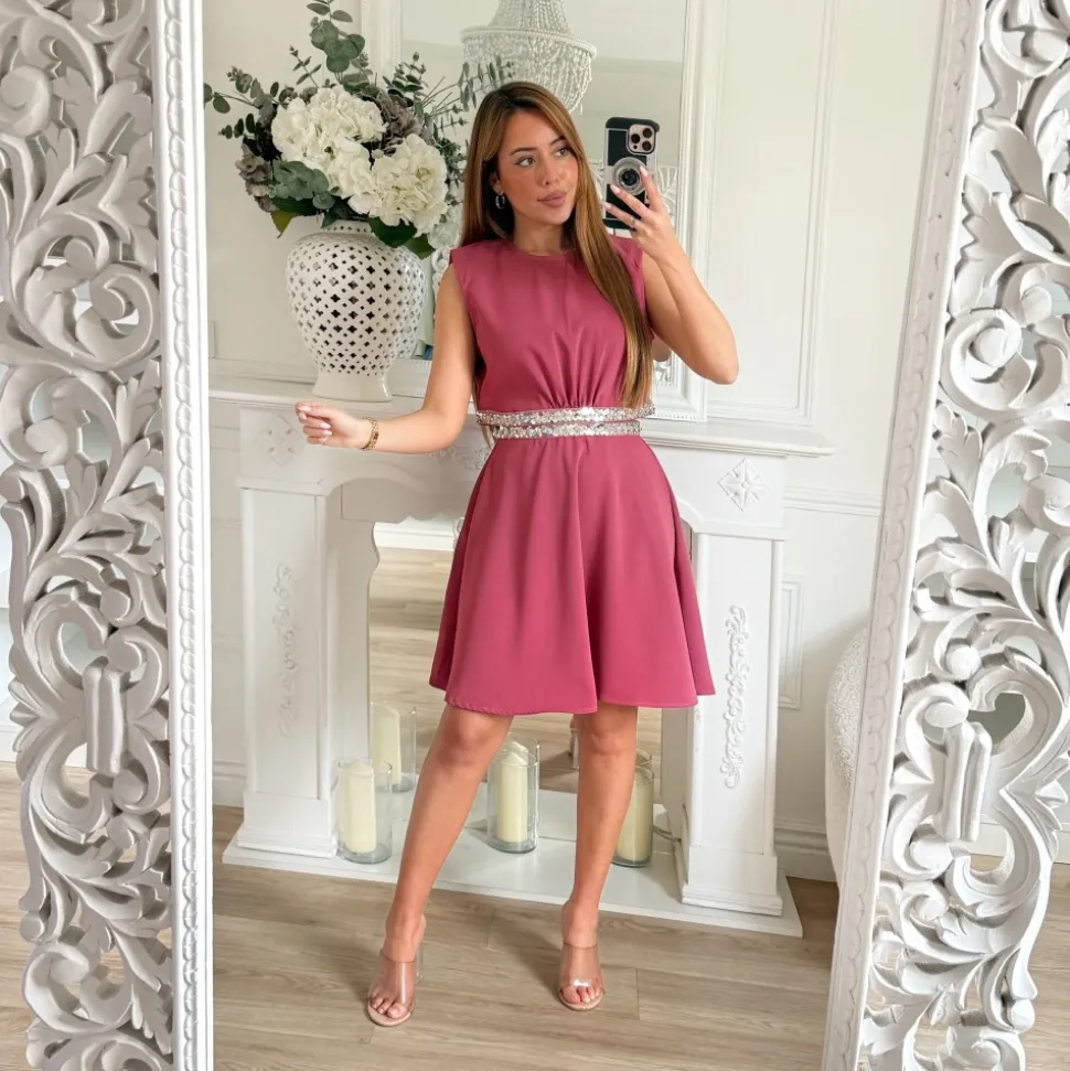 ROBE FENTES STRASS CHERRY