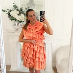 ROBE FROUFROUS ORANGE DOS NU