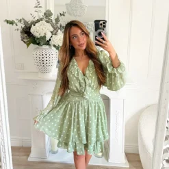 ROBE POIS VERT SAUGE