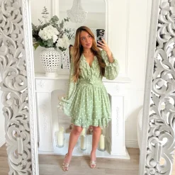 ROBE POIS VERT SAUGE
