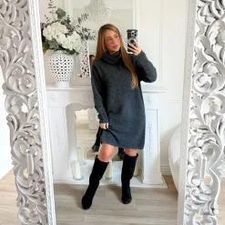 ROBE PULL COL ROULÉ GRIS SÉRÉNA