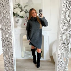 ROBE PULL COL ROULÉ GRIS SÉRÉNA