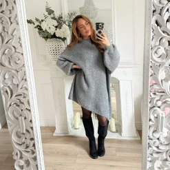 ROBE PULL MOHAIR GRISE