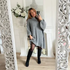 ROBE PULL MOHAIR GRISE