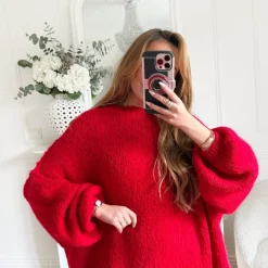 ROBE PULL MOHAIR ROUGE SANDRA