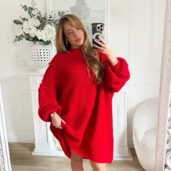 ROBE PULL MOHAIR ROUGE SANDRA