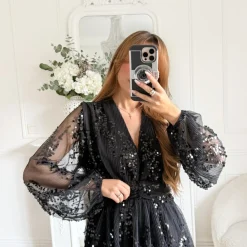 ROBE SEQUINS BLACK GRACE
