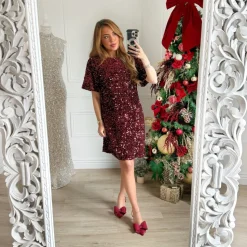 ROBE SEQUINS BURGUNDY ALYSSA