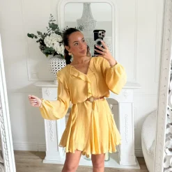 ROBE VOLANTS JAUNE BIJOUX
