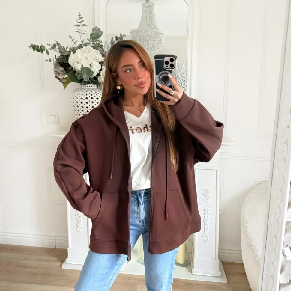 SWEAT CAPUCHE CHOCO OVERSIZE