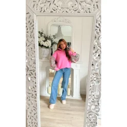 SWEAT FUSHIA MANCHES MOTIFS JEANNINE