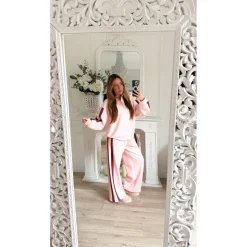 SWEAT PINK BANDES BURGUNDY INÉS