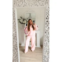 SWEAT PINK BANDES BURGUNDY INÉS