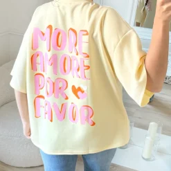 TEE SHIRT JAUNE AMORE QUALITE PREMIUM