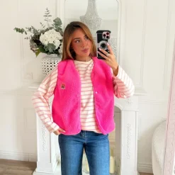 TEE SHIRT MANCHES LONGUES MARINIERE ROSE