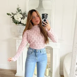 TOP DENTELLE ROSE PASTEL