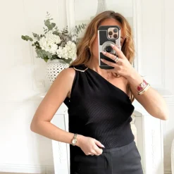 TOP EN MAILLE MONOMANCHE BLACK