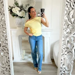 TOP FLEUR EN VOILE JAUNE