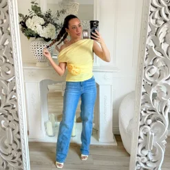 TOP FLEUR EN VOILE JAUNE