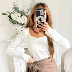 TOP LYCRA BLANC COL CARRÉ