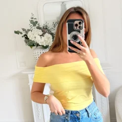 TOP LYCRA BUSTIER JAUNE