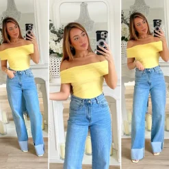 TOP LYCRA BUSTIER JAUNE