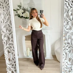 TOP MAILLE MANCHES COURTES BEIGE LOU