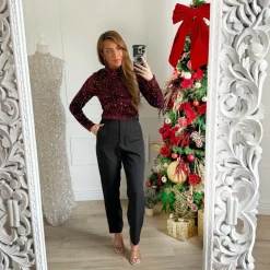 TOP SEQUINS MANCHE LONGUE LYDIA