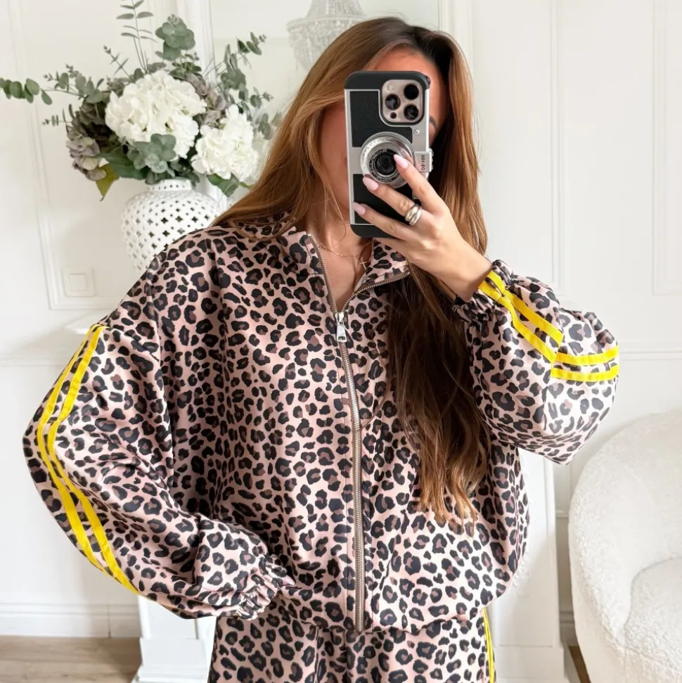 VESTE LÉOPARD BANDES JAUNES