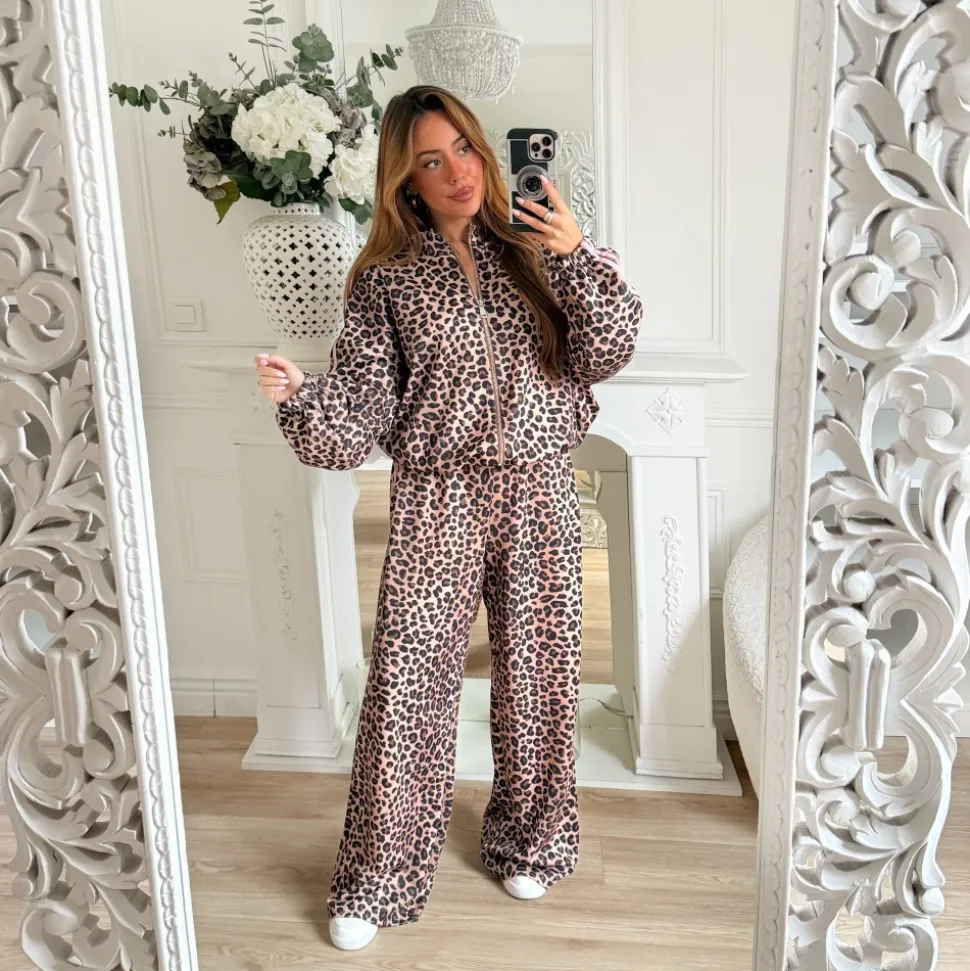 VESTE LÉOPARD BANDES PINK