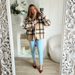 VESTE MOUMOUTE CAMEL CARREAUX À CAPUCHE MARAM