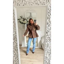 VESTE STYLE PARKA DAIM CHOCO EVE