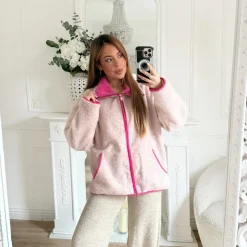 VESTE ZIP TAUPE PINK ALICE