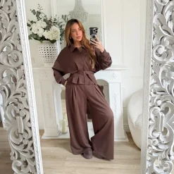 VESTE ZIPÉE CHOCO AVEC CEINTURE LUNA