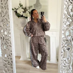 VESTE ZIPÉE LÉOPARD BANDES BLEUES