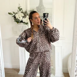 VESTE ZIPÉE LÉOPARD BANDES BLEUES